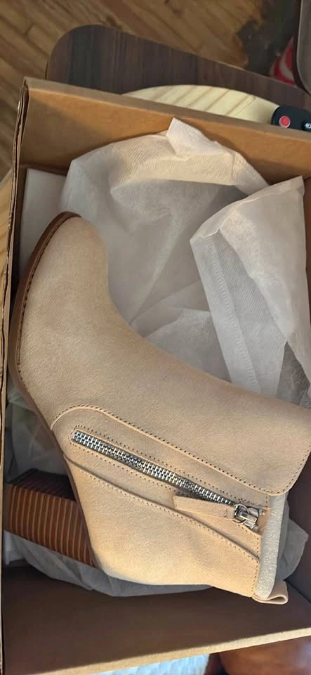 Creme suede booties