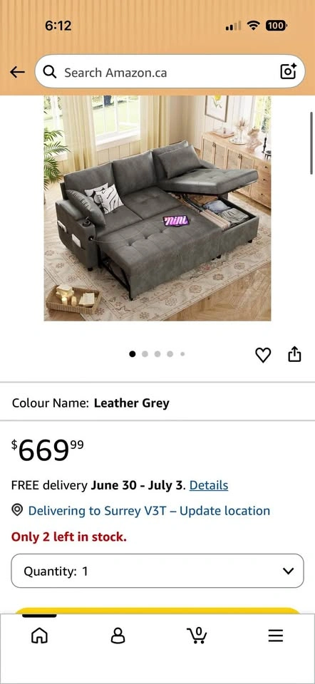 Sofa bed with storage