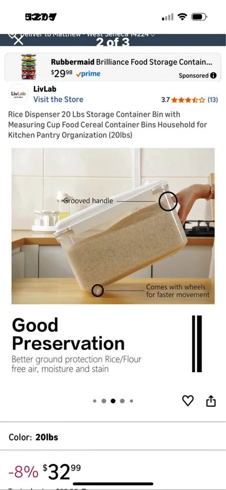Small item/ toy/ Pantry /Kitchen Storage container w/scoop
