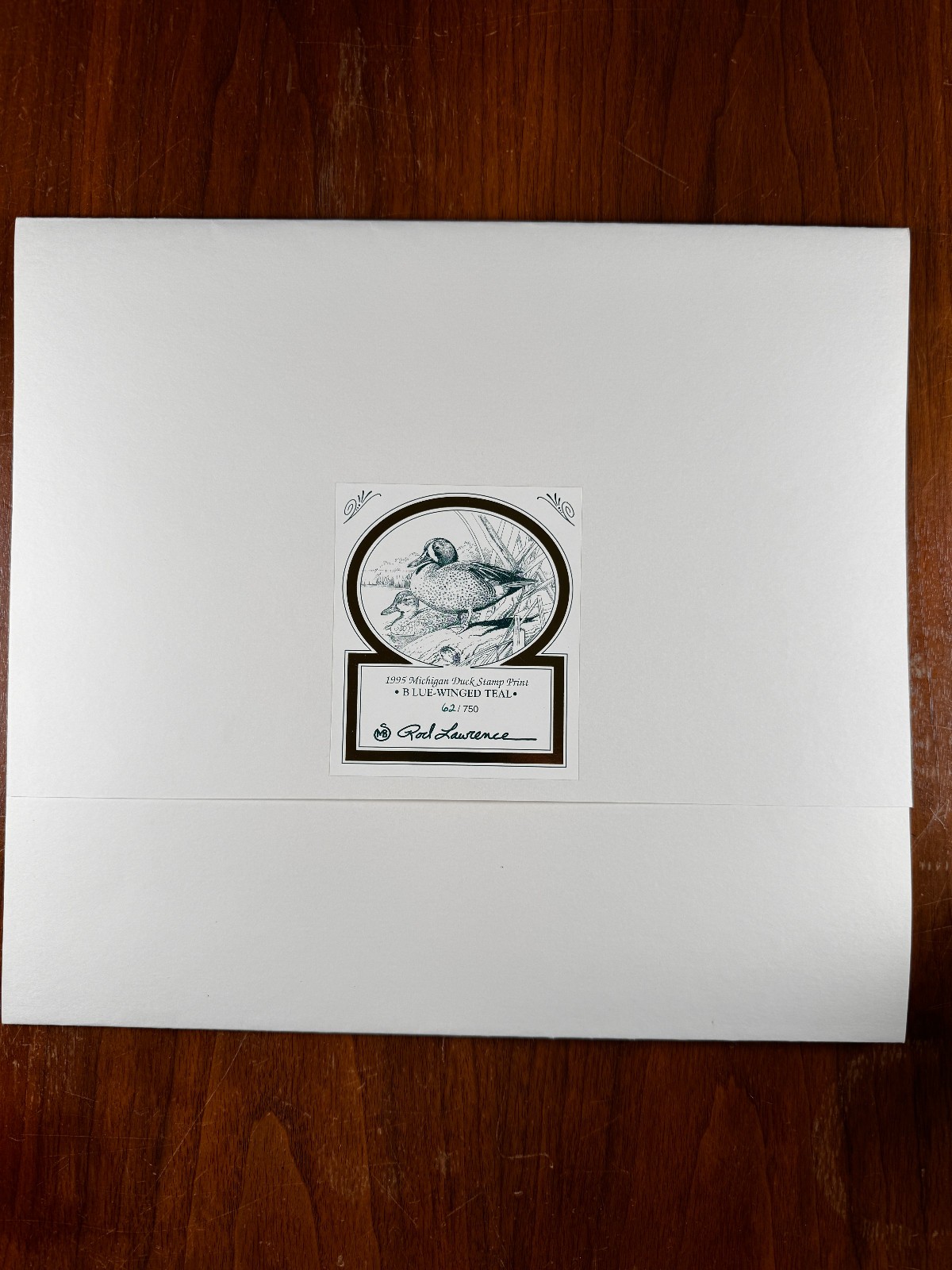 1995 Michigan Duck Stamp Print by Rod Lawrence Blue-winged Teal - photo 2