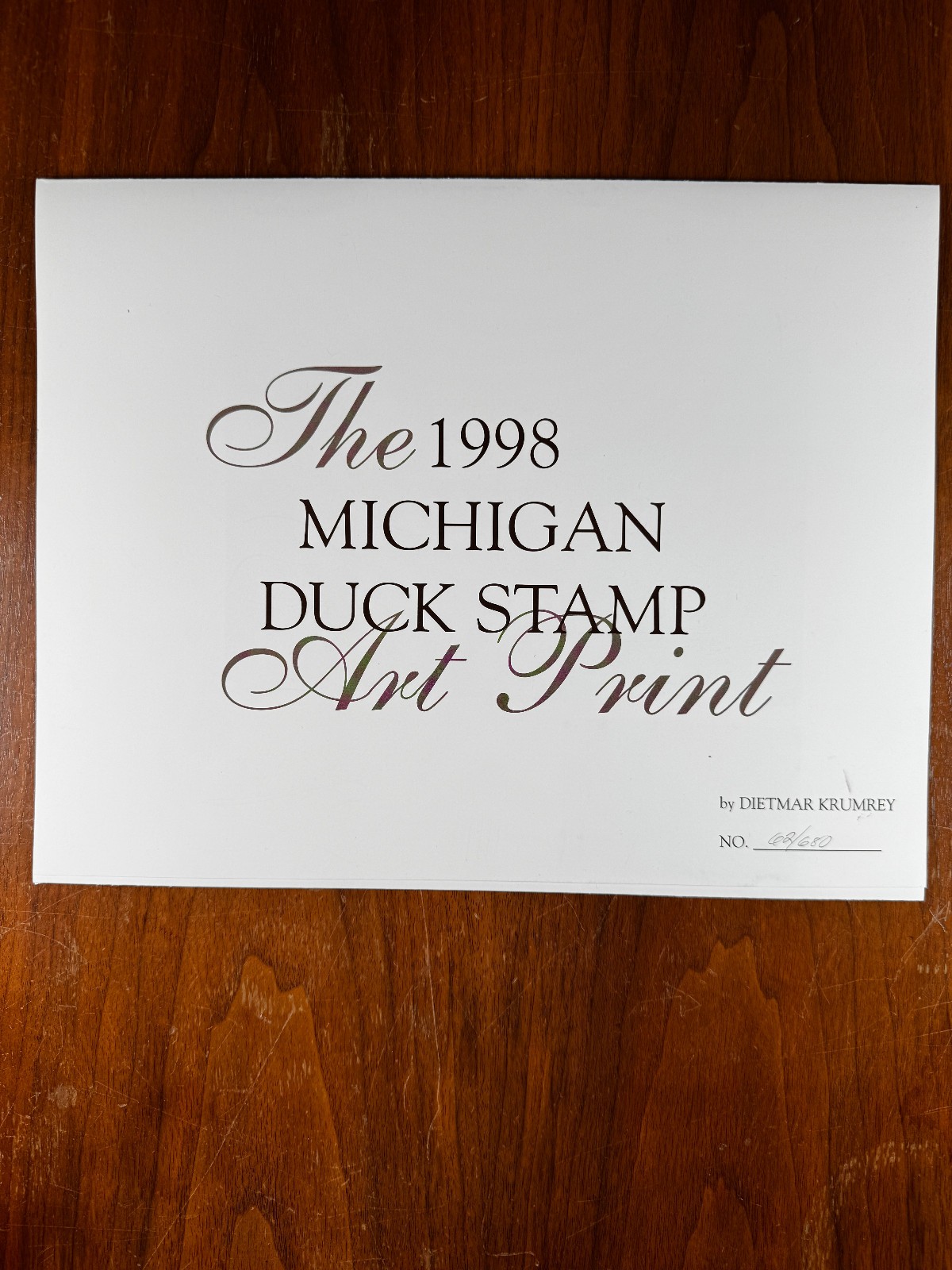 1998 Michigan Duck Stamp Art Print by Dietmar Krumrey #62/680 - photo 2