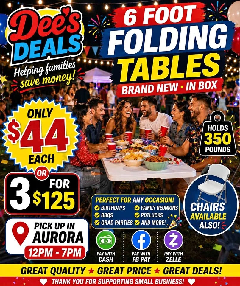 6 foot folding tables BRAND NEW IN BOX ONLY $44