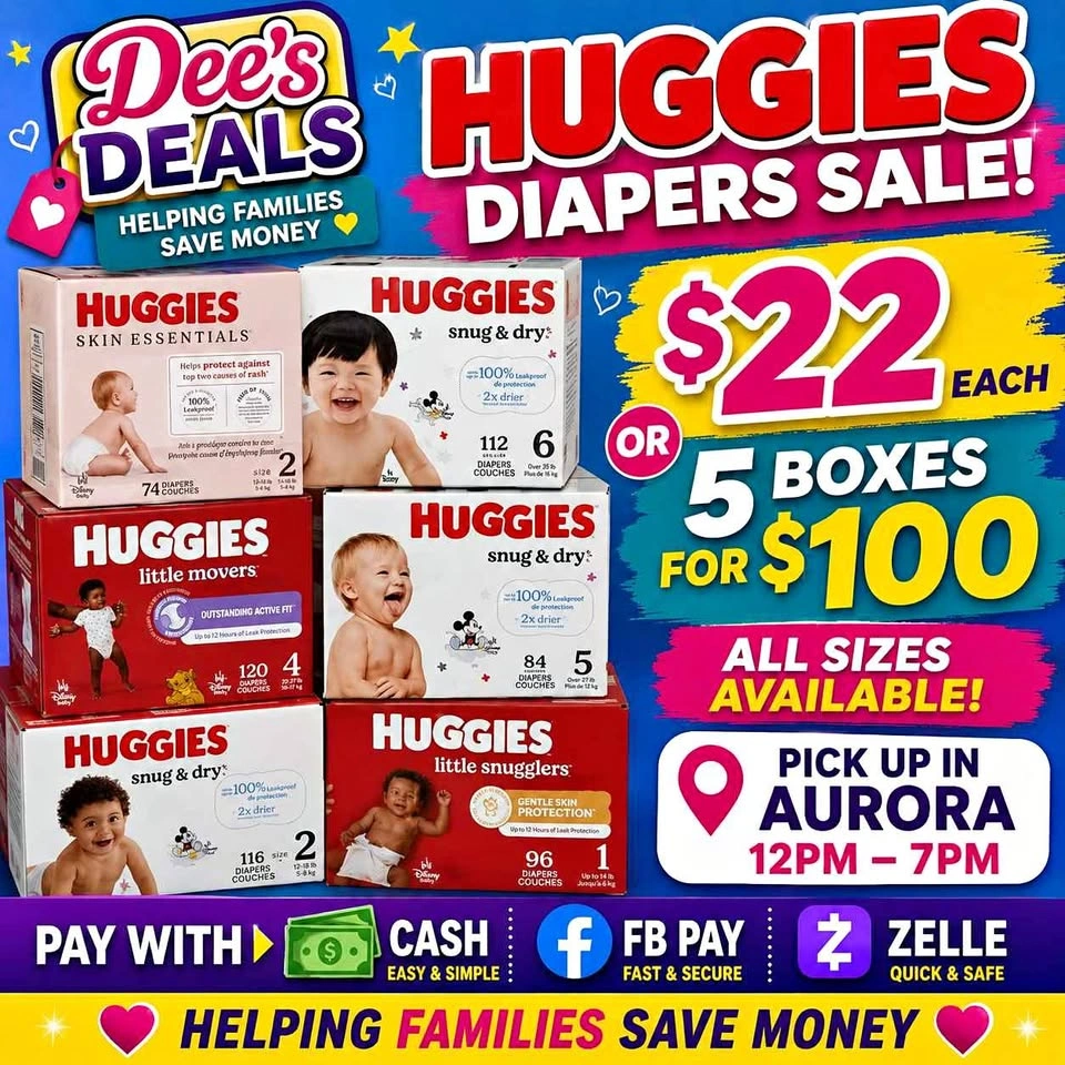 Huggies Diapers $21 a box or 5 for $100