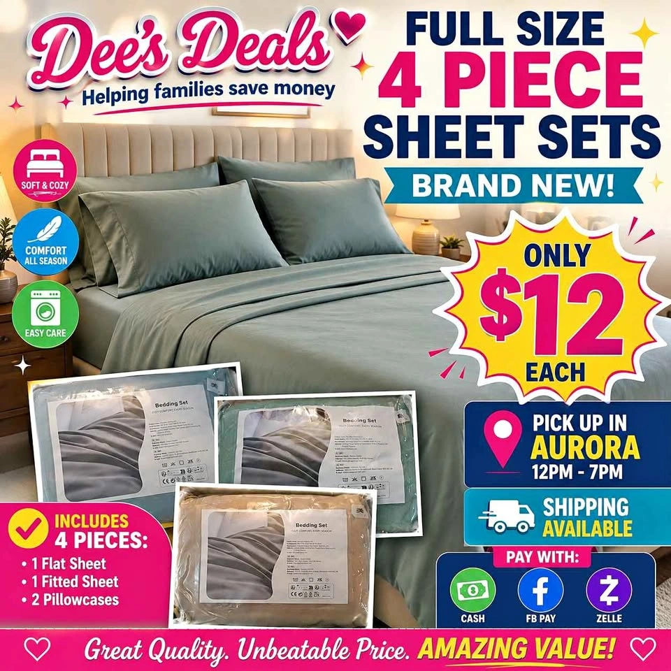 Full size 4 piece sheet set BRAND NEW ONLY $12