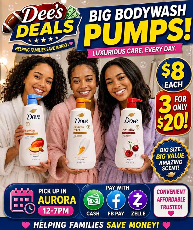 Big Dove Bodywash Pumps $8 each or 3 for $20