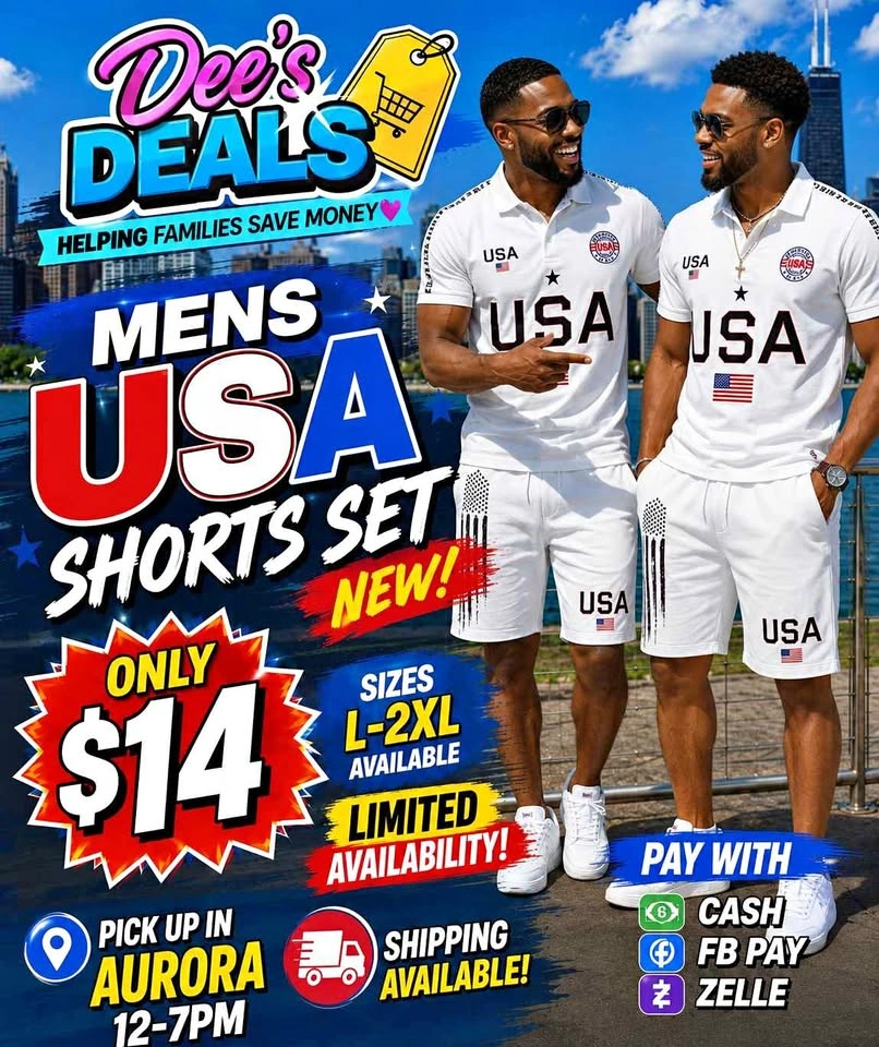 Men's USA Shorts Set New Sizes L-2XL