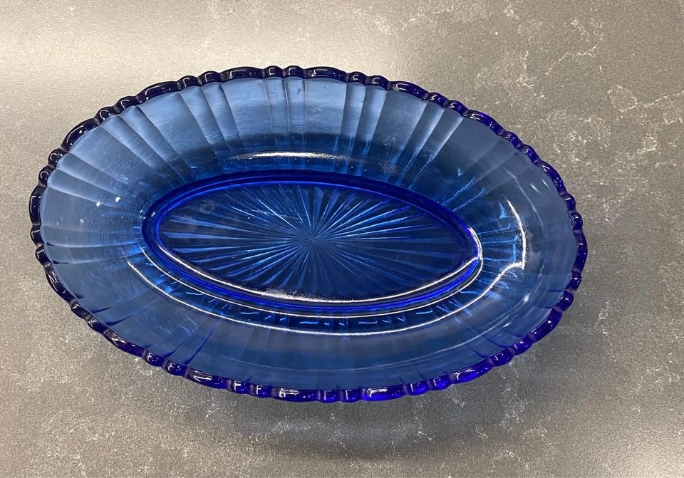 Vintage Cobalt Blue Scalloped Glass Dish - photo 2