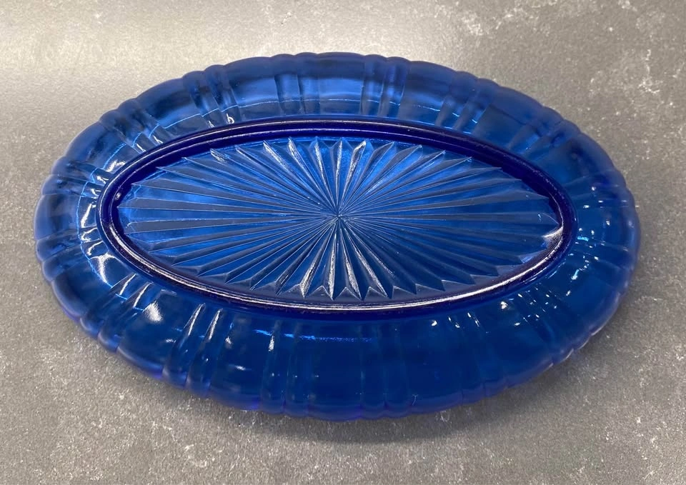 Vintage Cobalt Blue Scalloped Glass Dish - photo 3