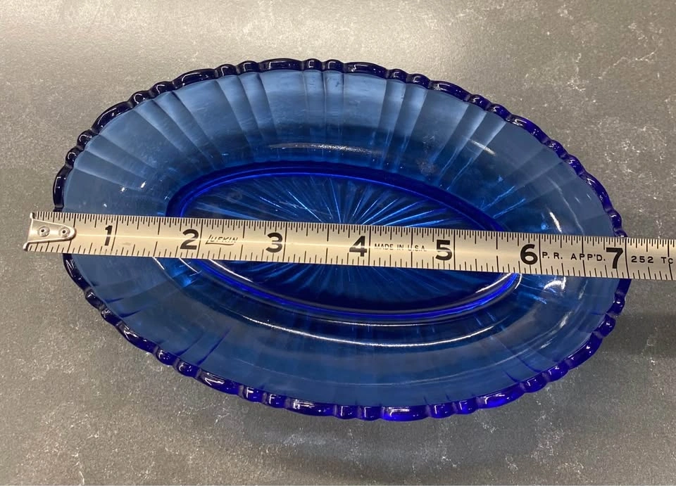 Vintage Cobalt Blue Scalloped Glass Dish - photo 4