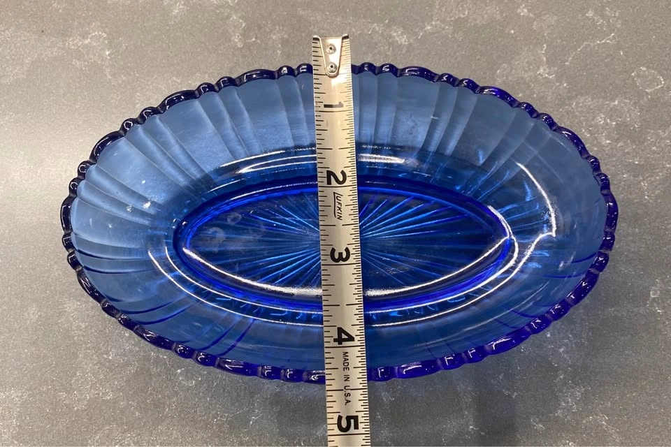 Vintage Cobalt Blue Scalloped Glass Dish - photo 5