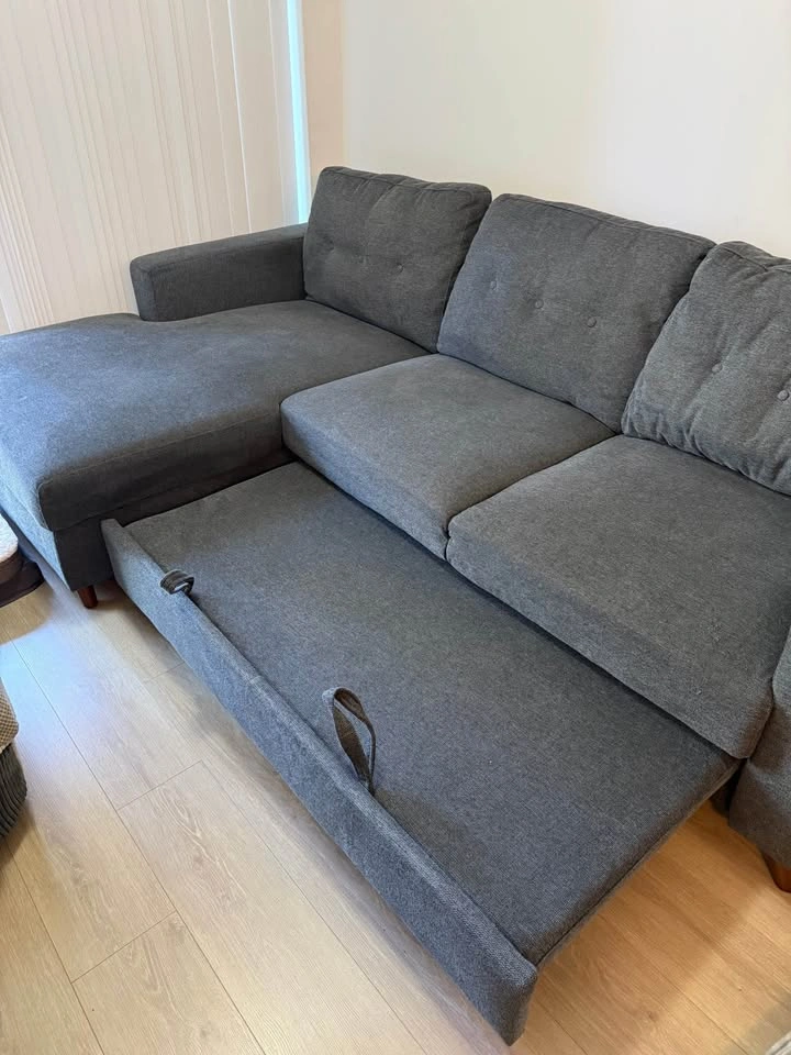 Structube Renee - Grey Sectional Sofa Bed with Storage Chaise - photo 3