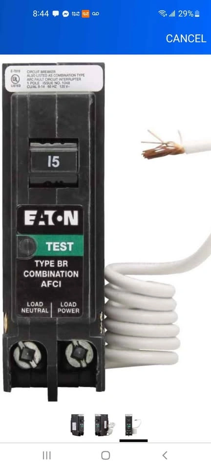 Eaton BR Combination AFCI Circuit Breaker 15 Amp - photo 2