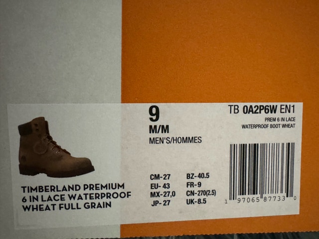 New Timberland Wheat Full Grain Size 9M - photo 5