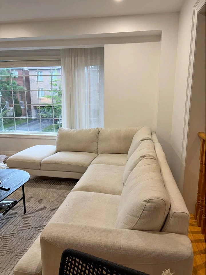 Beige L-Shaped Sectional Sofa with Chaise