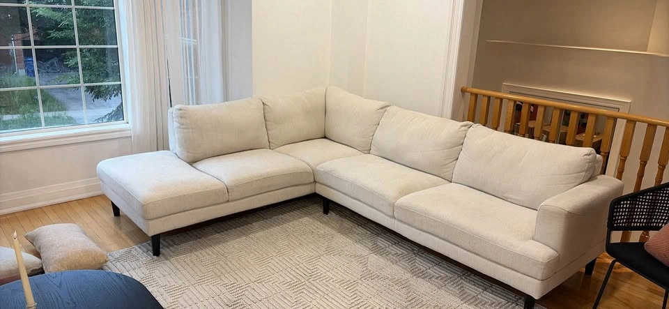 Beige L-Shaped Sectional Sofa with Chaise - photo 3