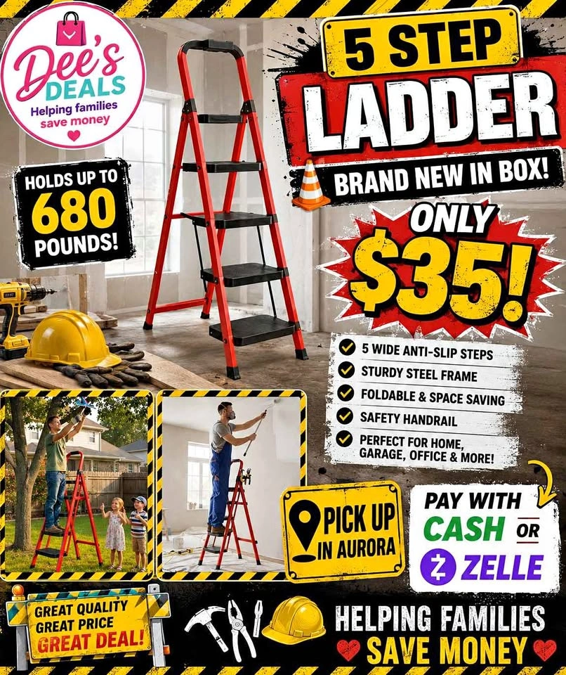 5 Step foldable ladder BRAND NEW IN BOX ONLY $35