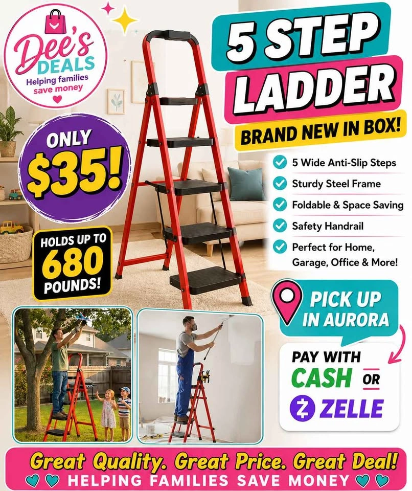 5 Step foldable ladder BRAND NEW IN BOX ONLY $35 - photo 2