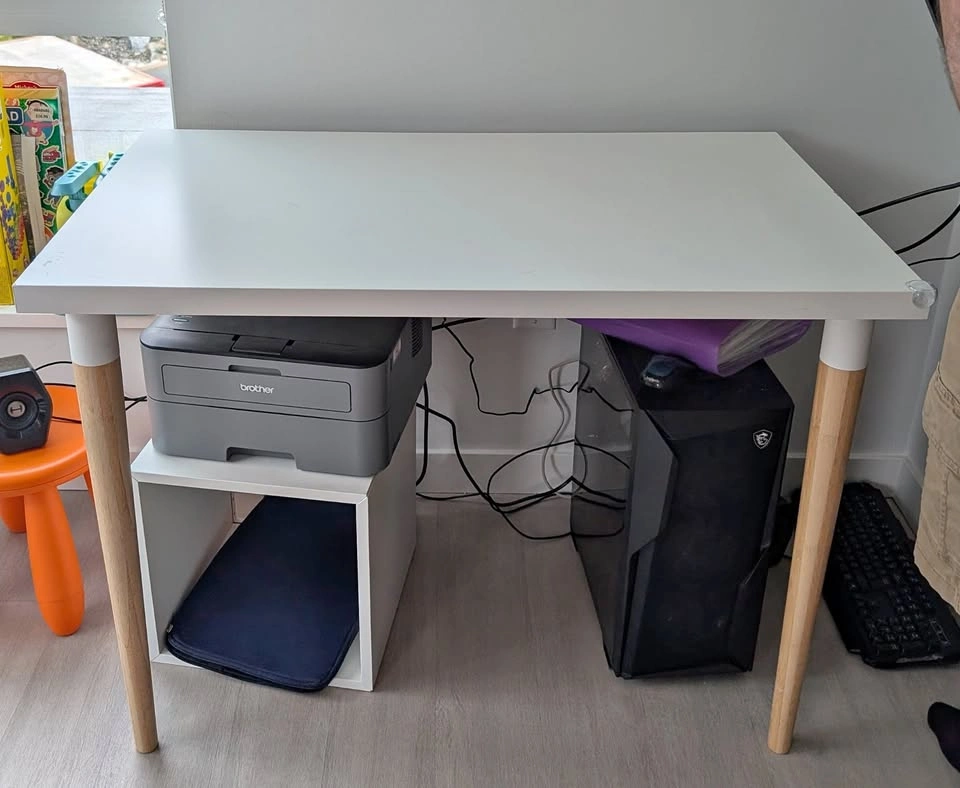 White Desk with Bamboo legs