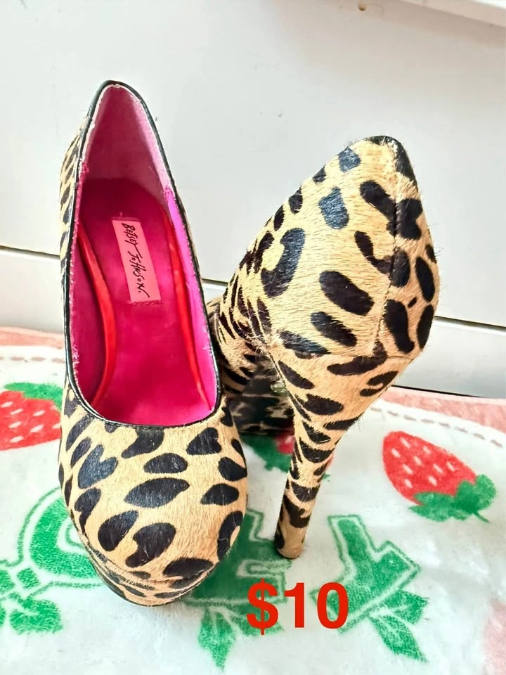 Betsey Johnson Leopard Print Platform Heels