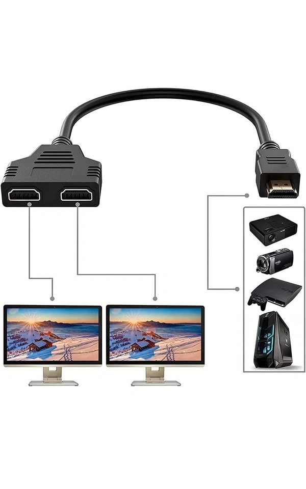 1×2 HDMI Splitter Cable – One Input, Two Outputs