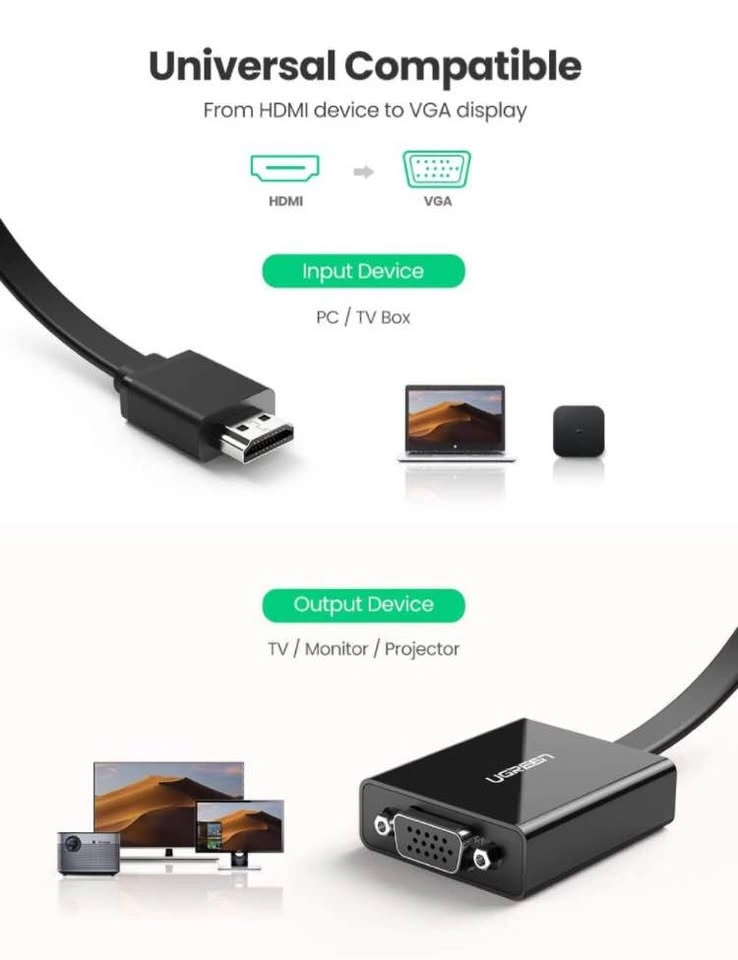 UGREEN HDMI to VGA Adapter with Audio Out - photo 2