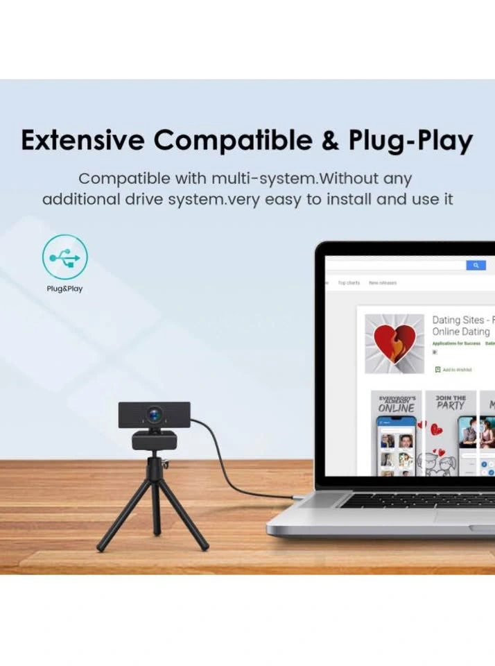 1080P Webcam with Microphone & Privacy Cover - photo 5