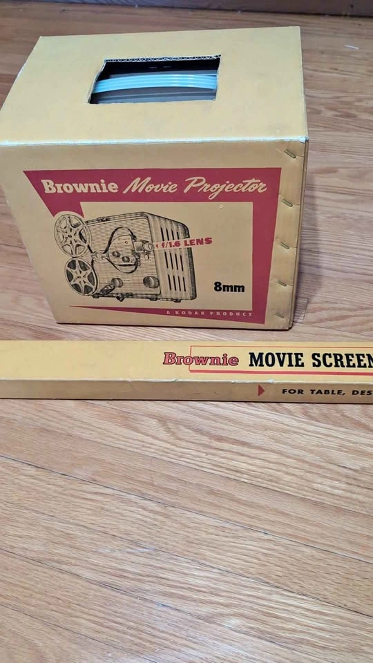 Vintage Kodak Brownie 8mm Movie Projector with Screen