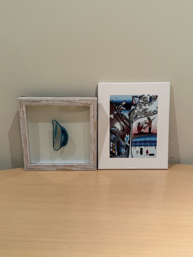 Framed Blue Agate Slice & Indigenous Art The Healing Tree Print