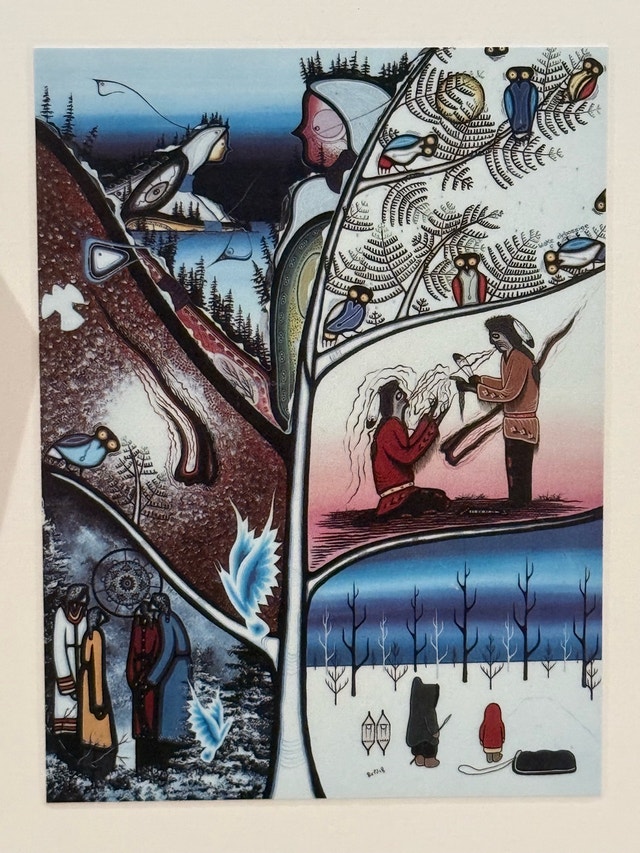 Framed Blue Agate Slice & Indigenous Art The Healing Tree Print - photo 4
