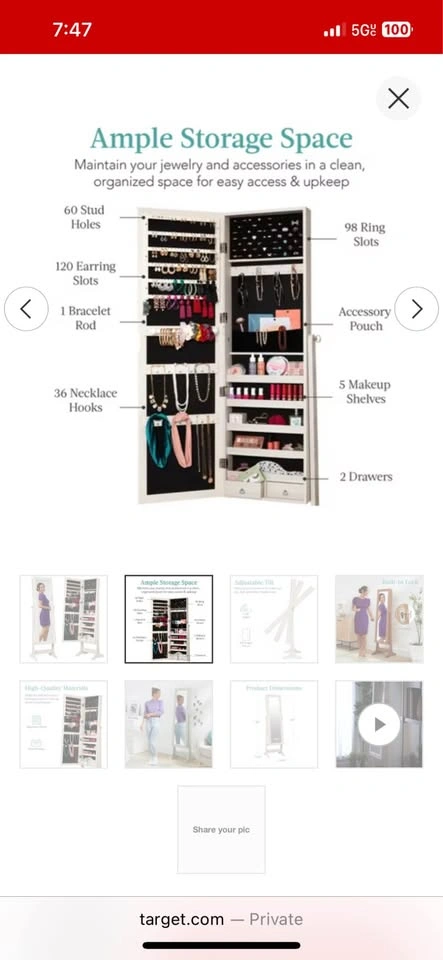 Mirror / Jewelry Armoire Cabinet - photo 2