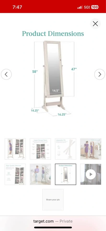 Mirror / Jewelry Armoire Cabinet - photo 4