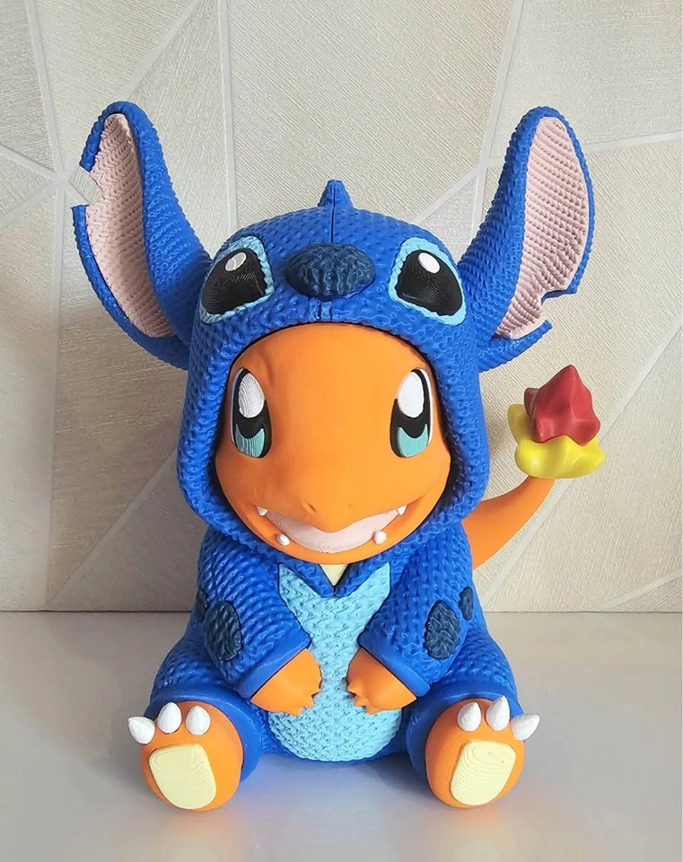 Pokemon Charmander Stitch crochet fan art figure display