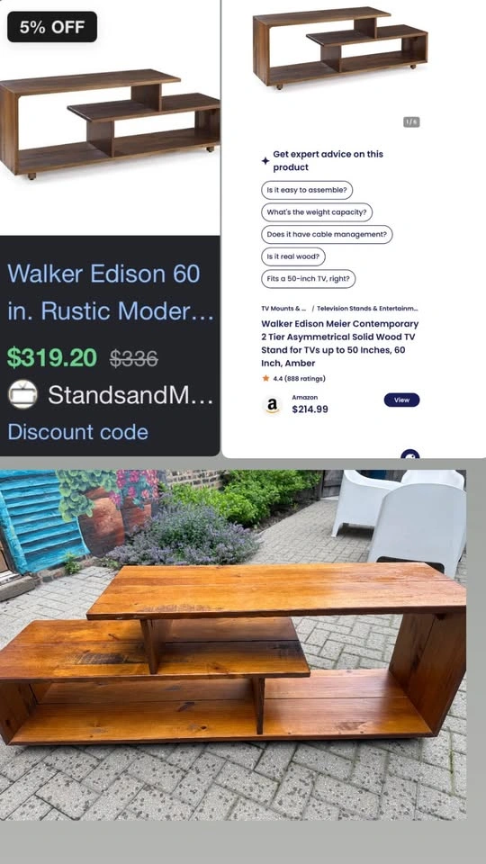 Walker Edison 60 in. Rustic Solid Wood TV Stand - Amber - photo 3