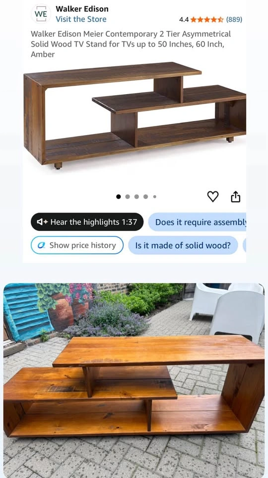 Walker Edison 60 in. Rustic Solid Wood TV Stand - Amber - photo 4