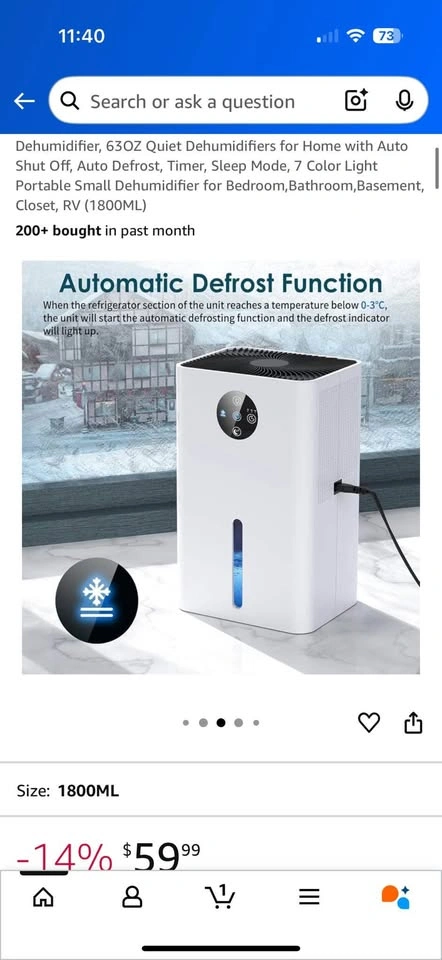 Dehumidifier, 63OZ Quiet Dehumidifiers for Home - photo 4