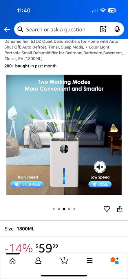 Dehumidifier, 63OZ Quiet Dehumidifiers for Home - photo 5