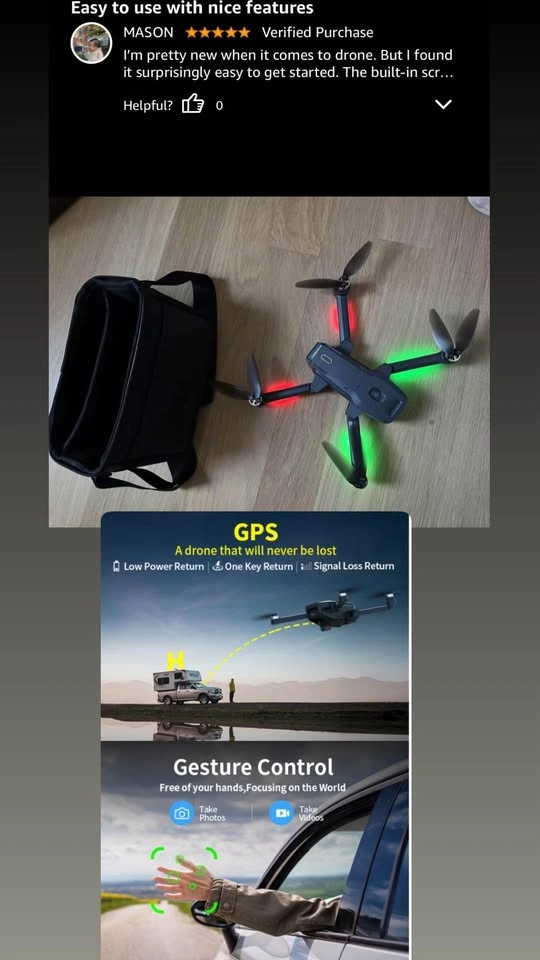 Drone with Camera, 4.5 inch LCD Screen, GPS, Under 249g - photo 4