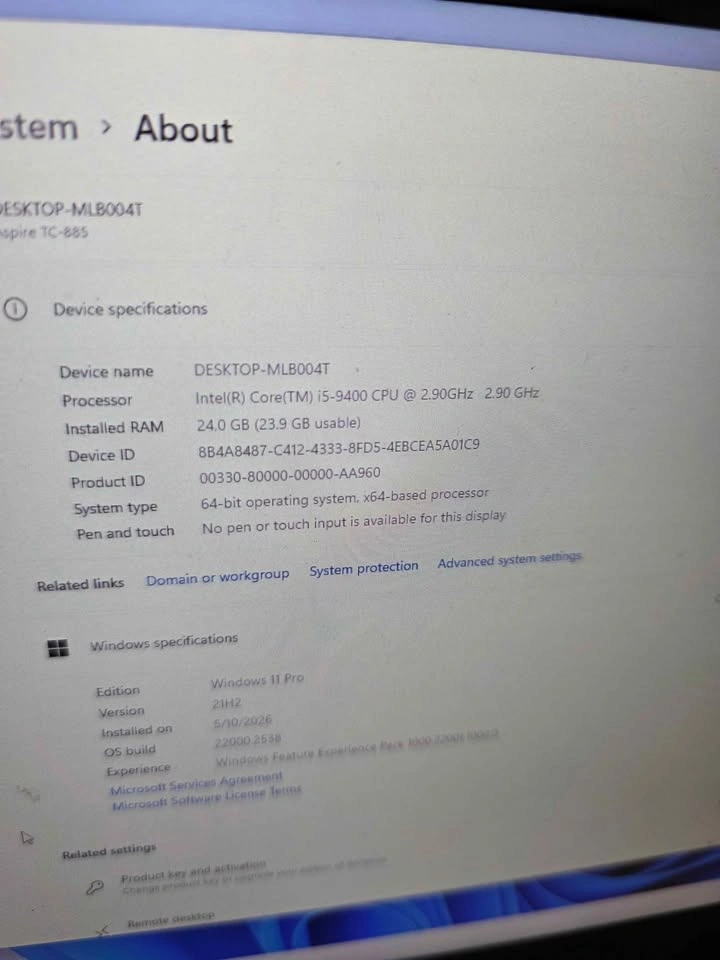 Acer Aspire Desktop PC Intel i5-9400 24GB RAM - photo 4