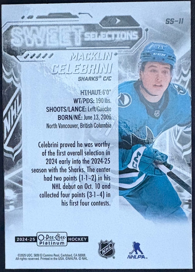 Macklin Celebrini O-Pee-Chee Platinum Sweet Selections - photo 2