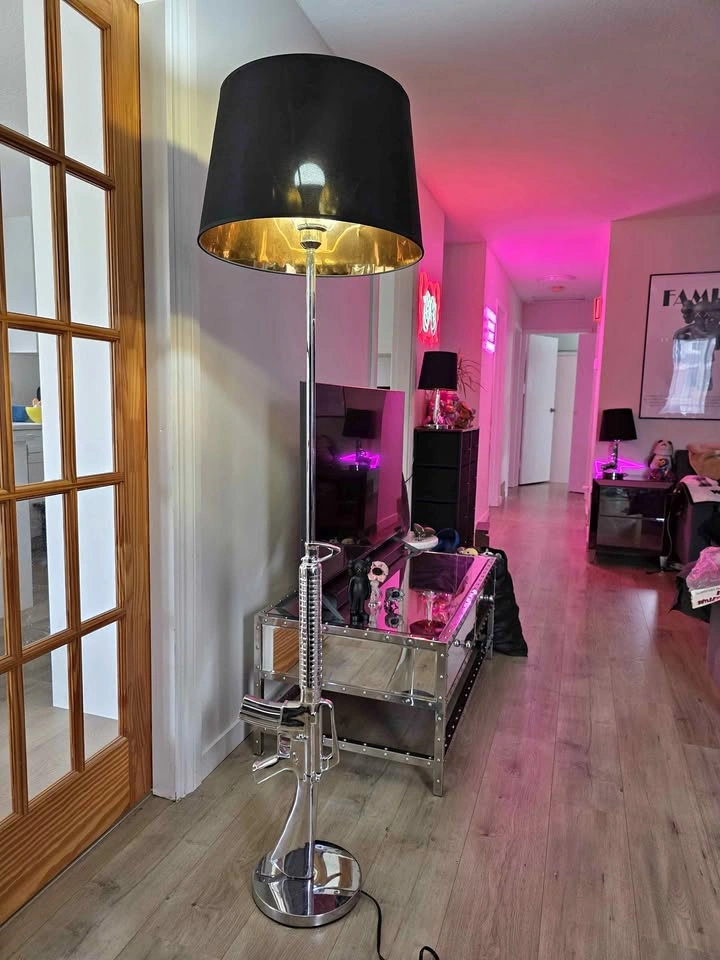 Assault Rifle Shaped Floor Lamp with Black Shade