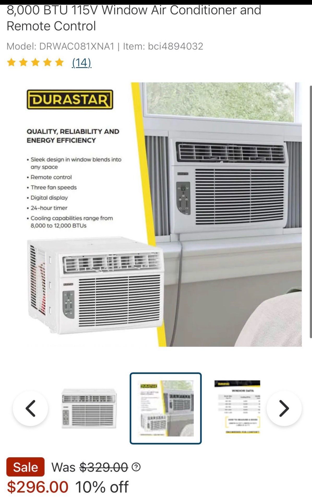 Air Conditioner 8000 BTU Window Unit with Remote - photo 2