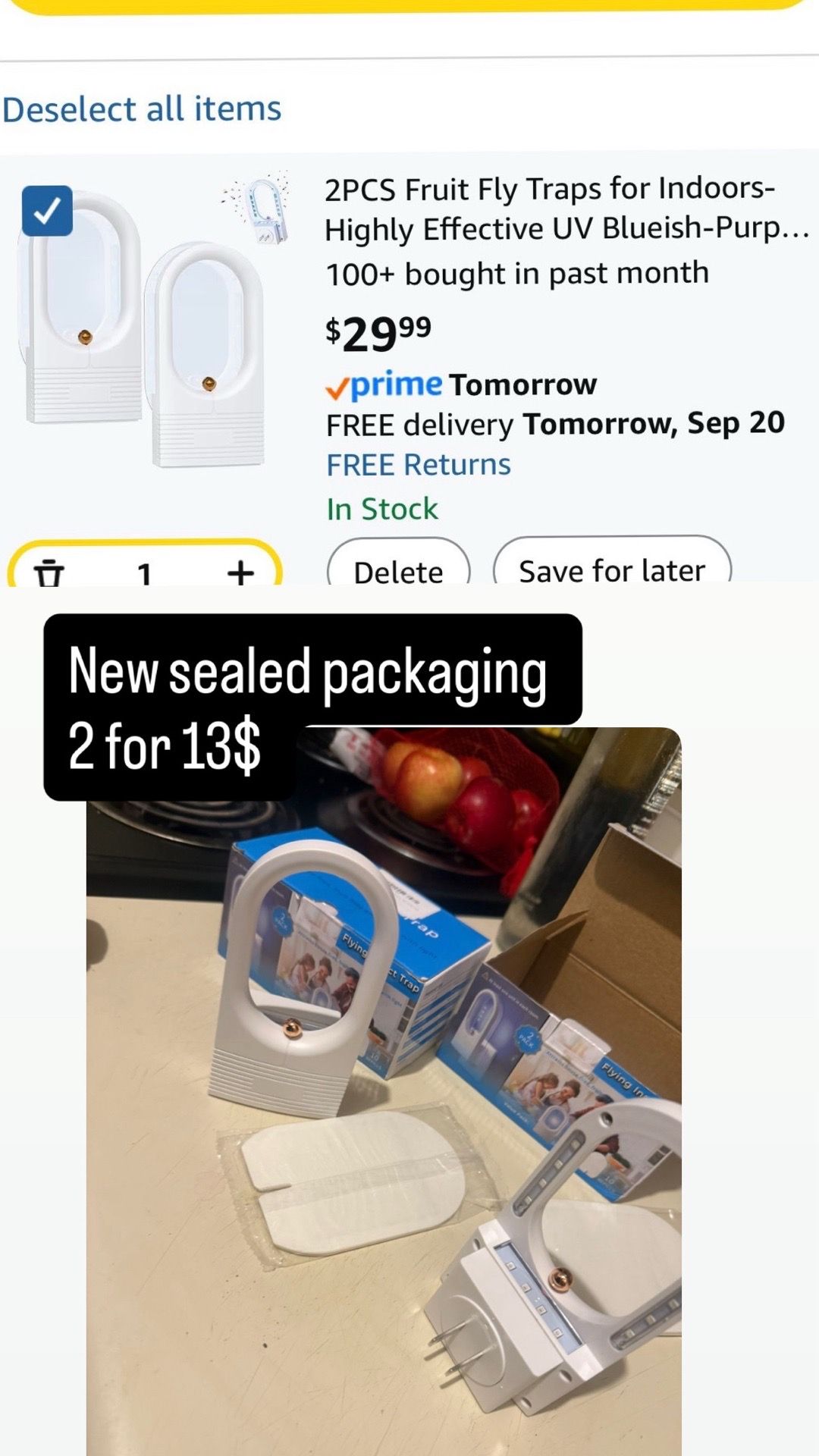 2PCS Fruit Fly Traps for Indoors - UV Light Plug-in