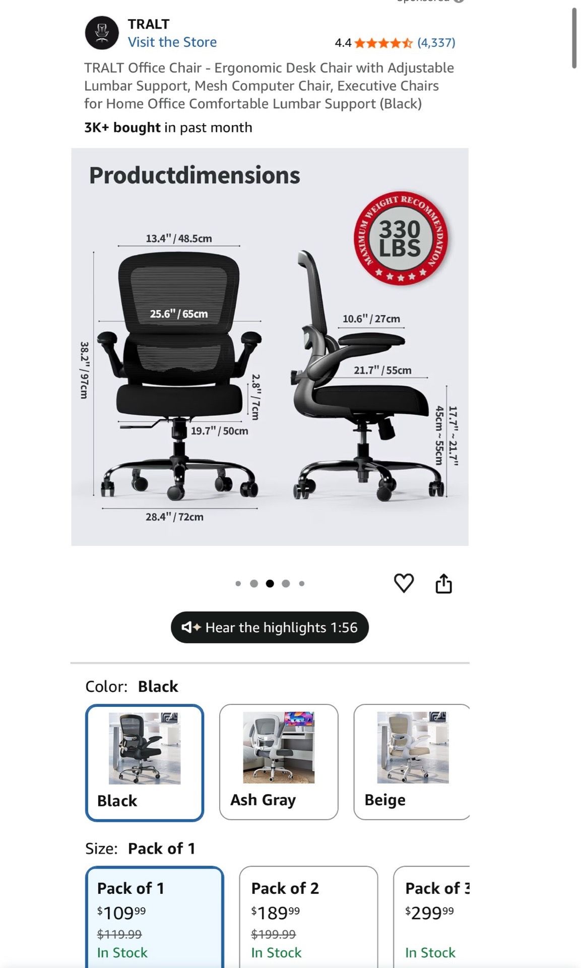 Ergonomic Mesh Office Chair with Adjustable Lumbar Support - photo 4