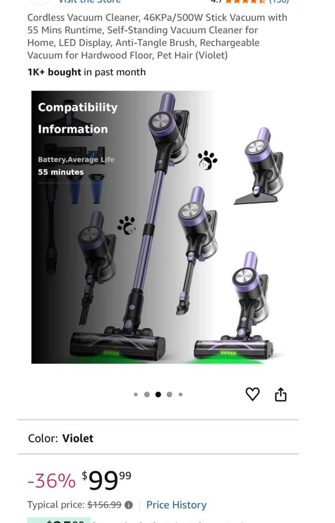 Cordless Vacuum Cleaner 46KPa/500W Stick Vacuum - photo 4