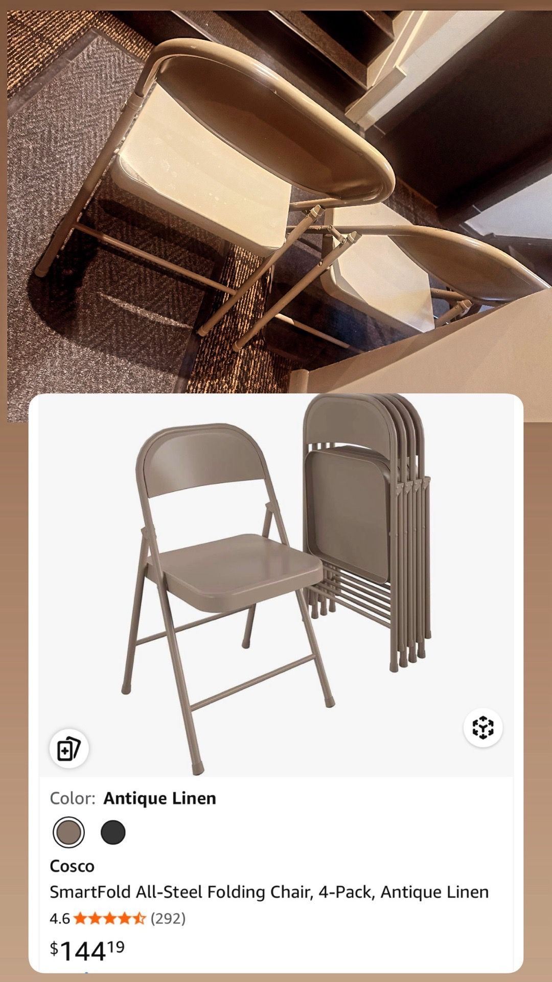 3 SmartFold All-Steel Folding Chairs - Beige - photo 4