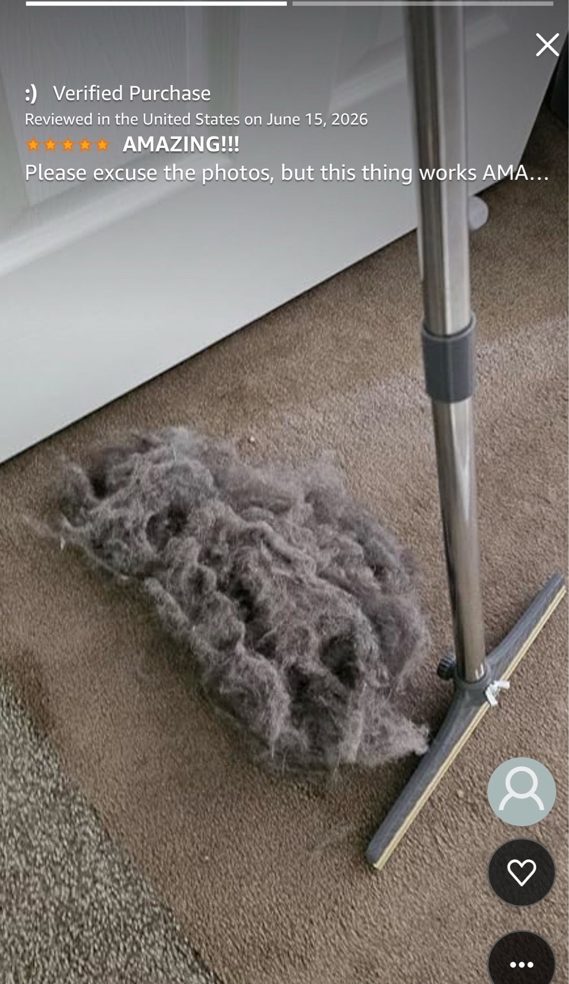 Carpet Rake for Pet Hair Removal with 60” Adjustable Handle - photo 5