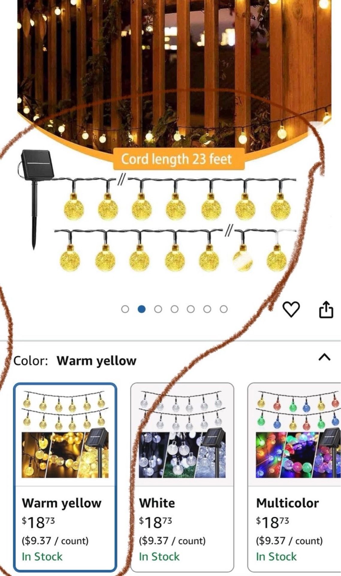Solar String Lights Outdoor Waterproof 50LED Crystal Globe - photo 3