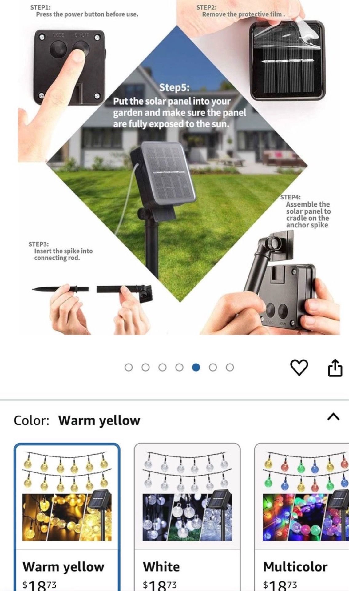 Solar String Lights Outdoor Waterproof 50LED Crystal Globe - photo 4