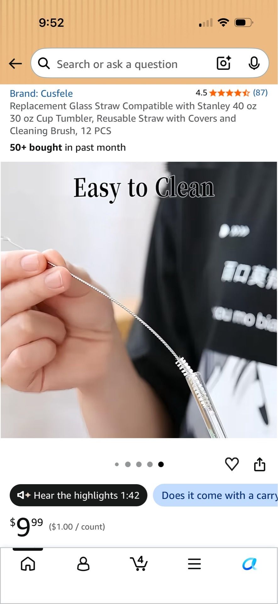 8 Reusable Glass Straws - 8" and 9" Clear Drinking Straws - photo 3