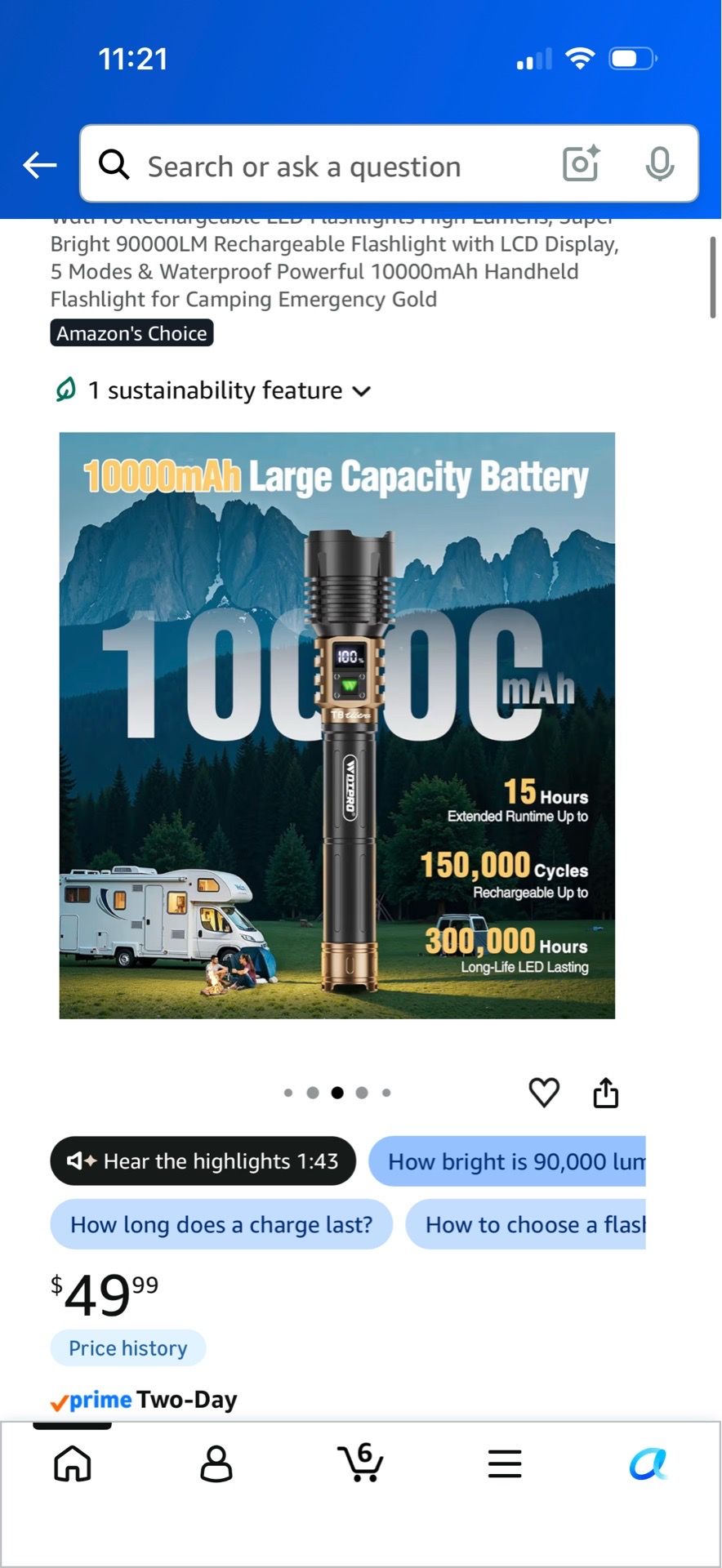 90000LM Rechargeable LED Flashlight with LCD Display - photo 5